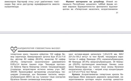 Атаниязов Х. Х. Оролбўйи минтақасида асоратланмаган гипертоник кризнинг клиник кечишининг ўзига хослиги : Тезисы Международной научно-практической конференции кардиологов "Инновационные подходы в диагностике и лечении сердечно-сосудистых заболеваний" (Ташкент, 12-13 ноября 2021 г.)